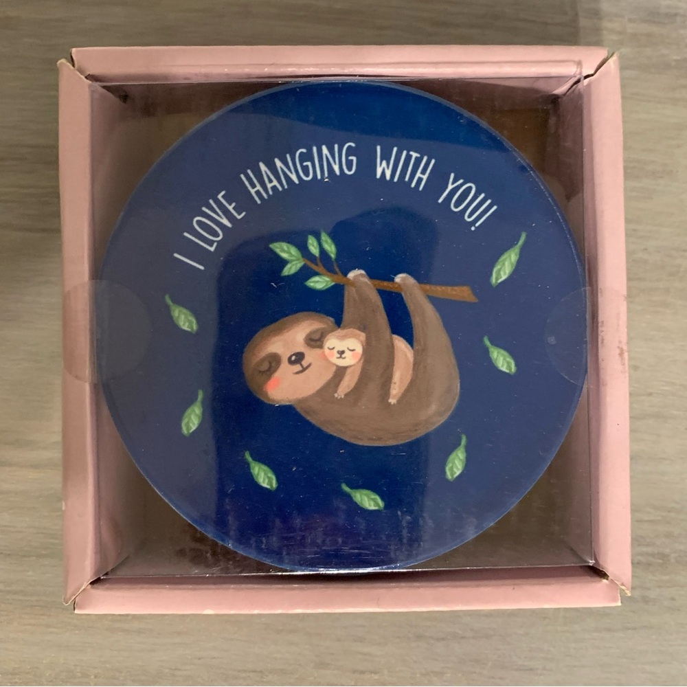 Coasters cork bottom sloth decor ceramic coaster set 4piece coasters cute whimsy